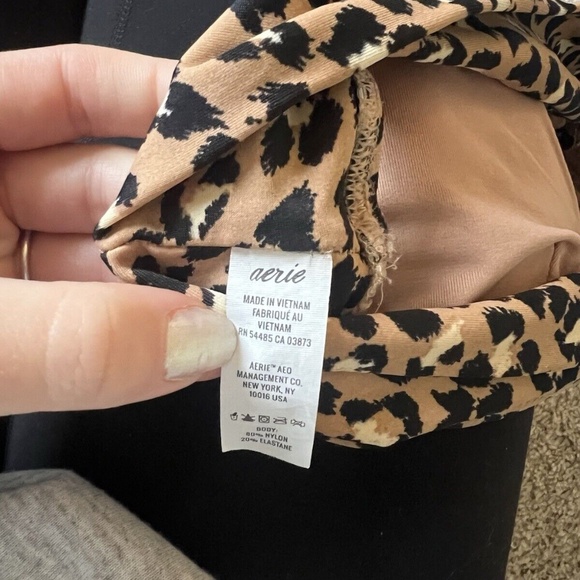 Aerie Leopard Print Triangle Bathing Suit Top Size Small - Picture 6 of 6